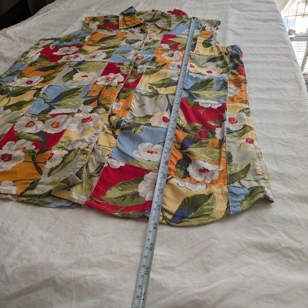 Liz Claiborne Lizwear Floral Patchwork Sleeveless Button Up Shirt Size M - Picture 6 of 7